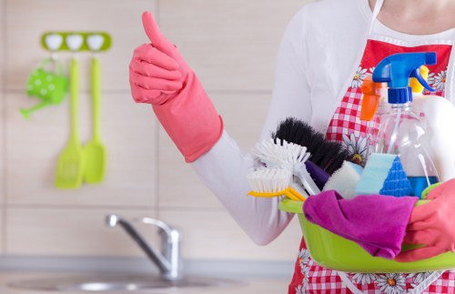 Professional house cleaning in a modern SE8 flat kitchen